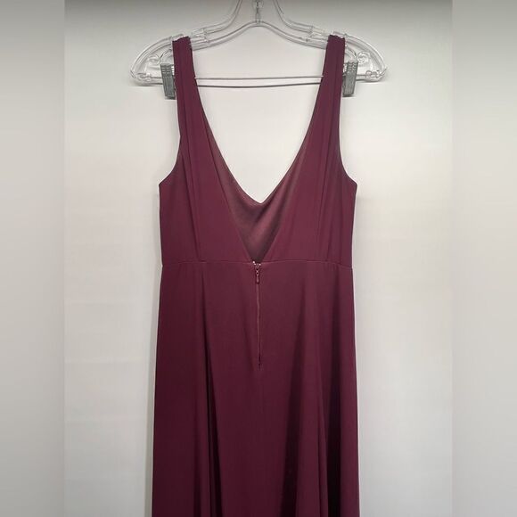 Show Me Your MuMu Jenn Maxi Sleeveless Bridesmaid Gown Dress in Merlot Chiffon M - Picture 8 of 14
